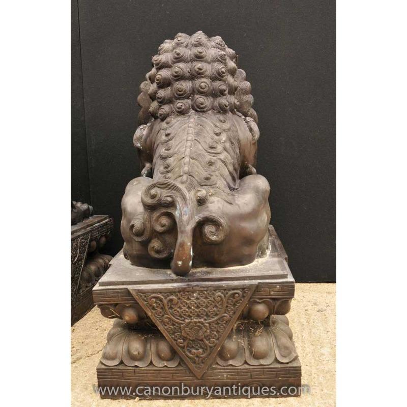 Coppia di cani cinesi in bronzo XL - Statua del tempio di Foo Keiloon Fu Cina in vendita 1