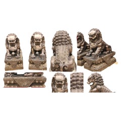 Pair XL Bronze Chinesische Hunde - Foo Keiloon Fu Tempel Statue China