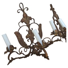 PAIR XL French Louis XVI Manor Style Iron Candle Wall Sconces
