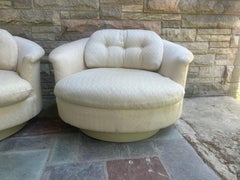 Paar XL Milo Baughman Drehbar Barrel Back Lounge Chair Mid-Century Modern