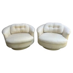 Paar XL Milo Baughman Drehbar Barrel Back Lounge Chair Mid-Century Modern