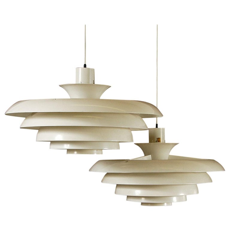 Pair Xl White Space Age 1960s Swedish Midcentury Ceiling Lamps By Erhults At 1stdibs - Mid Century Style Ceiling Lights