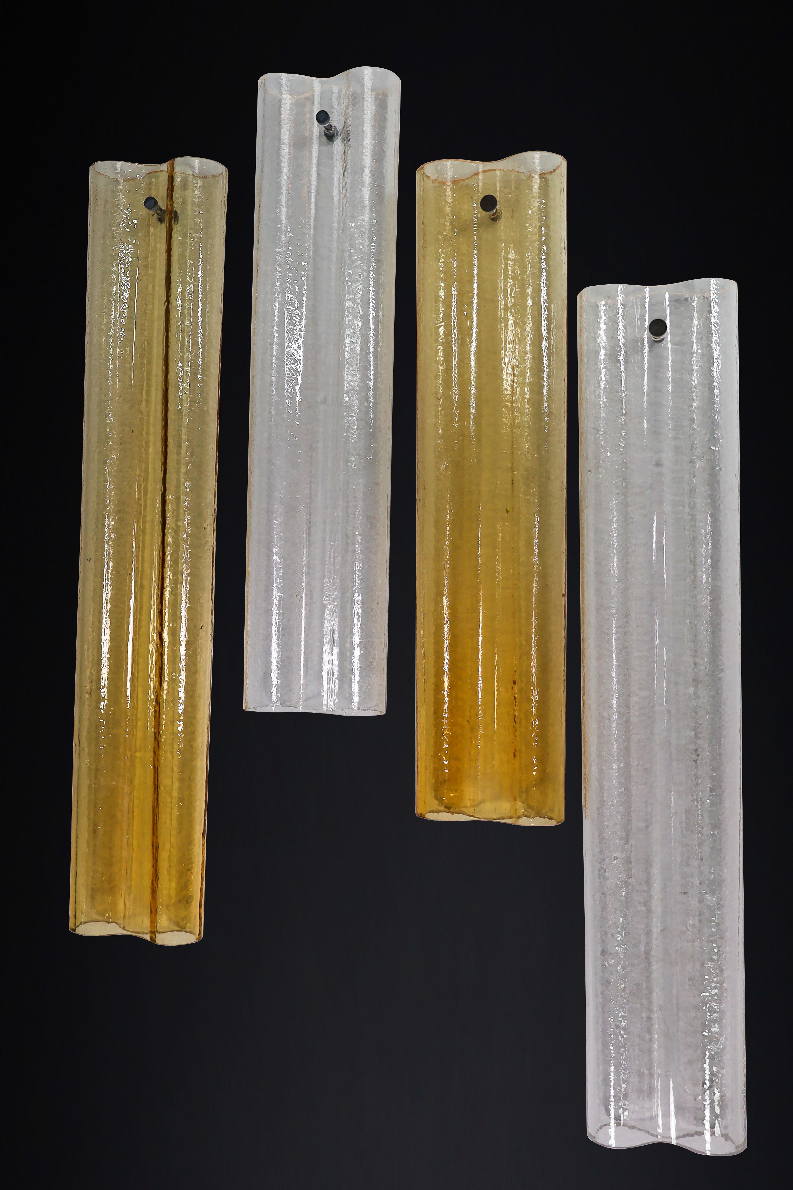 Pair XXL Venini Wall Chandeliers with Murano Amber and Ice Glass, Italy 1960 For Sale 5