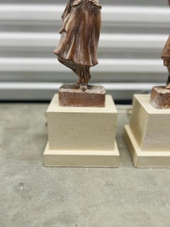 Pair, Yasha Heifetz "Male & Female Dancer" MCM Carved Wood Table Lamps