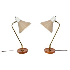 Pair Adjustable Yasha Heifetz Desk Lamps with Rotaflex Shades, 1950's