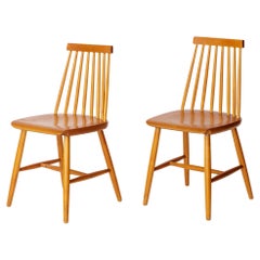 Pair Yngve Ekström "Pinocchio" Dining Chairs – Swedish Beechwood, 1960s Vintage