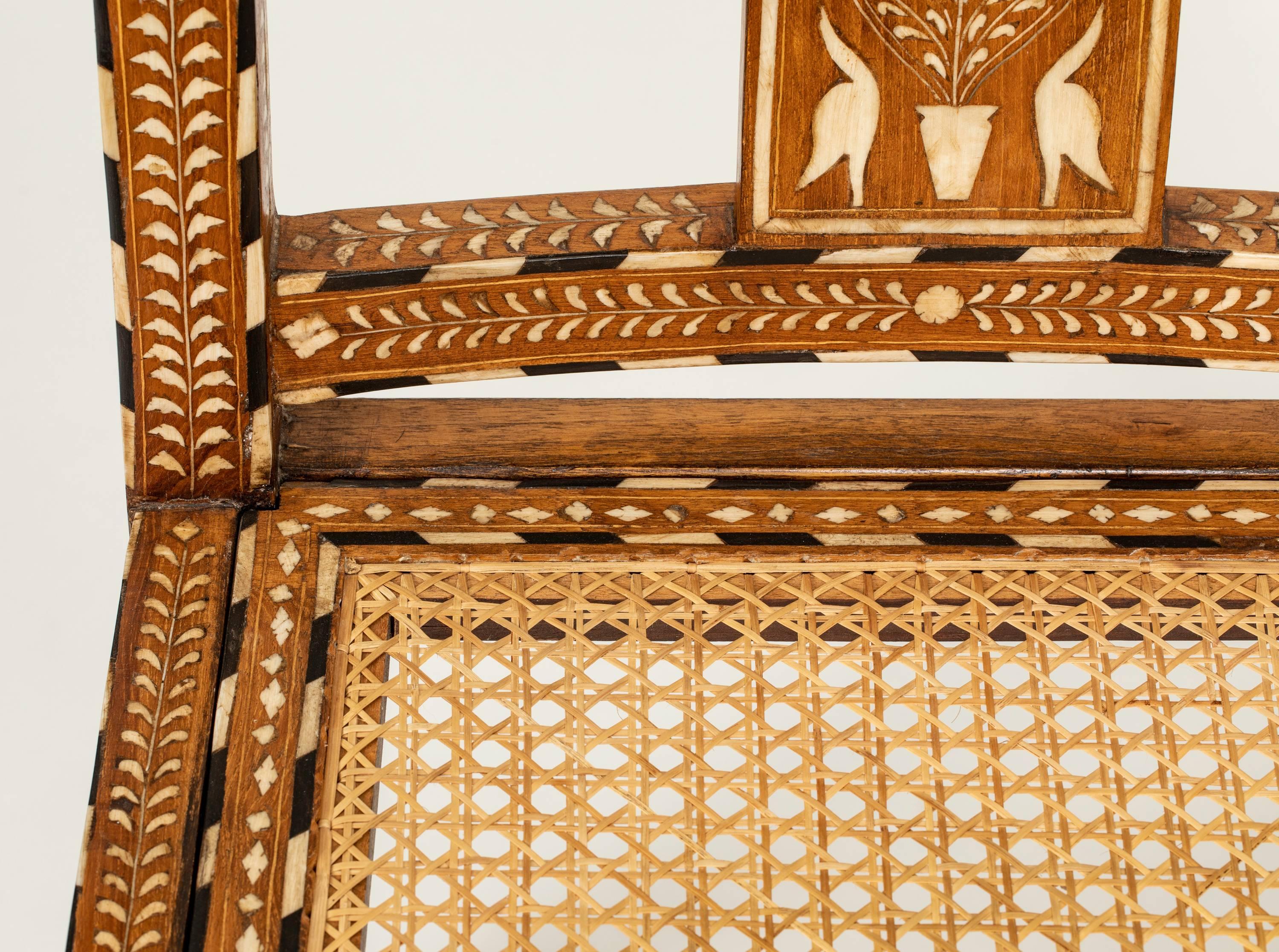 Pair of Bone Inlaid Chairs In Good Condition In Summerland, CA