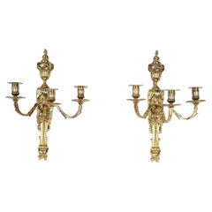 Antique Pair of Gilt Bronze Wall Lights, Louis XVI Style – Mid 19th Century