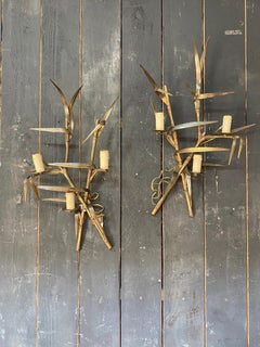 Paire d'appliques en bronze imitant le bambou de la Maison Charles