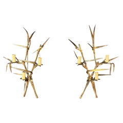 Paire d'appliques en bronze imitant le bambou de la Maison Charles