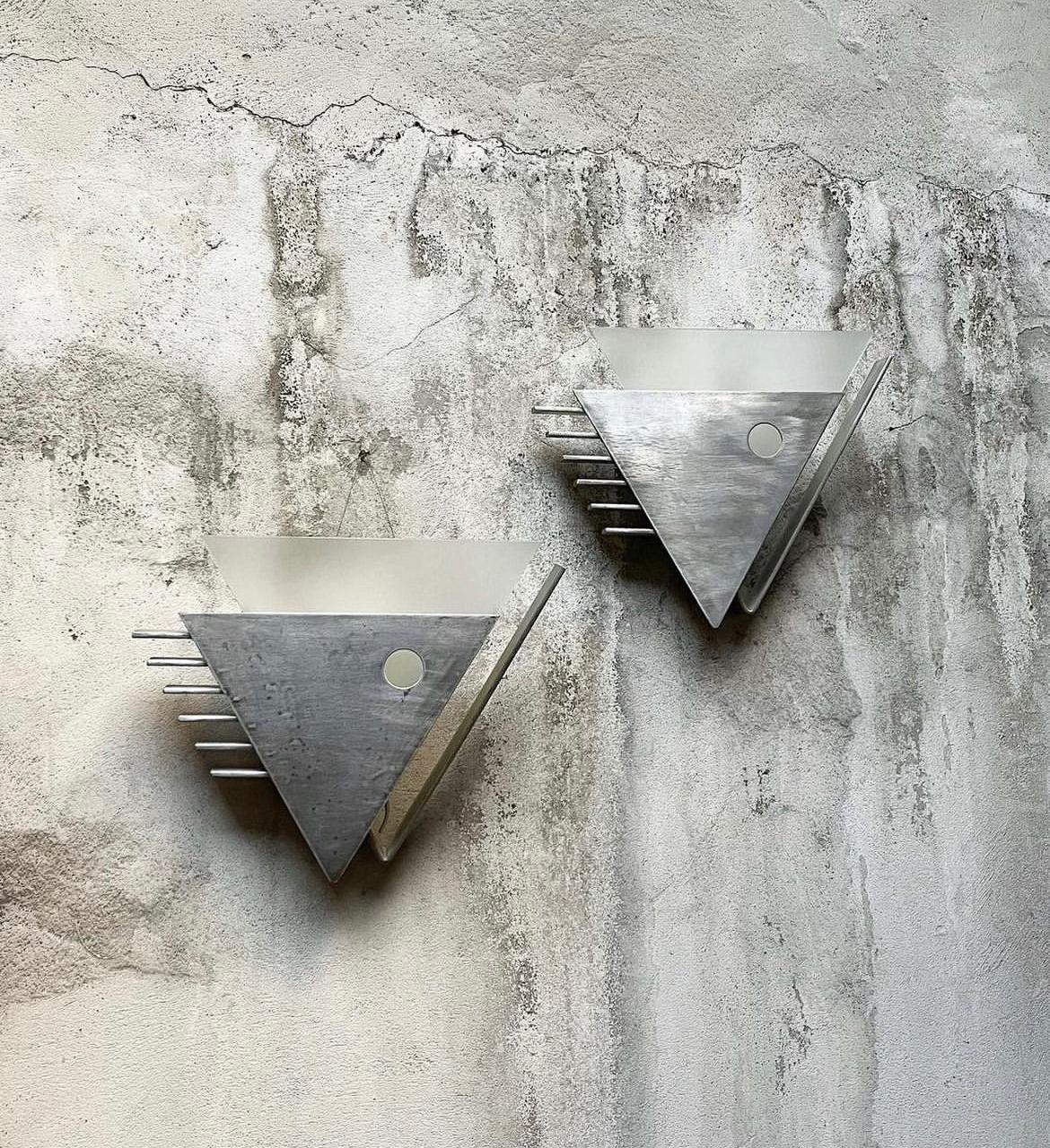 Paire d'appliques modernistes circa 1940 In Good Condition For Sale In LYON, FR