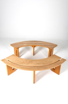 Paire de bancs en orme massif