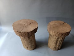 Paire de ""bouts de canapé"" en chêne doré