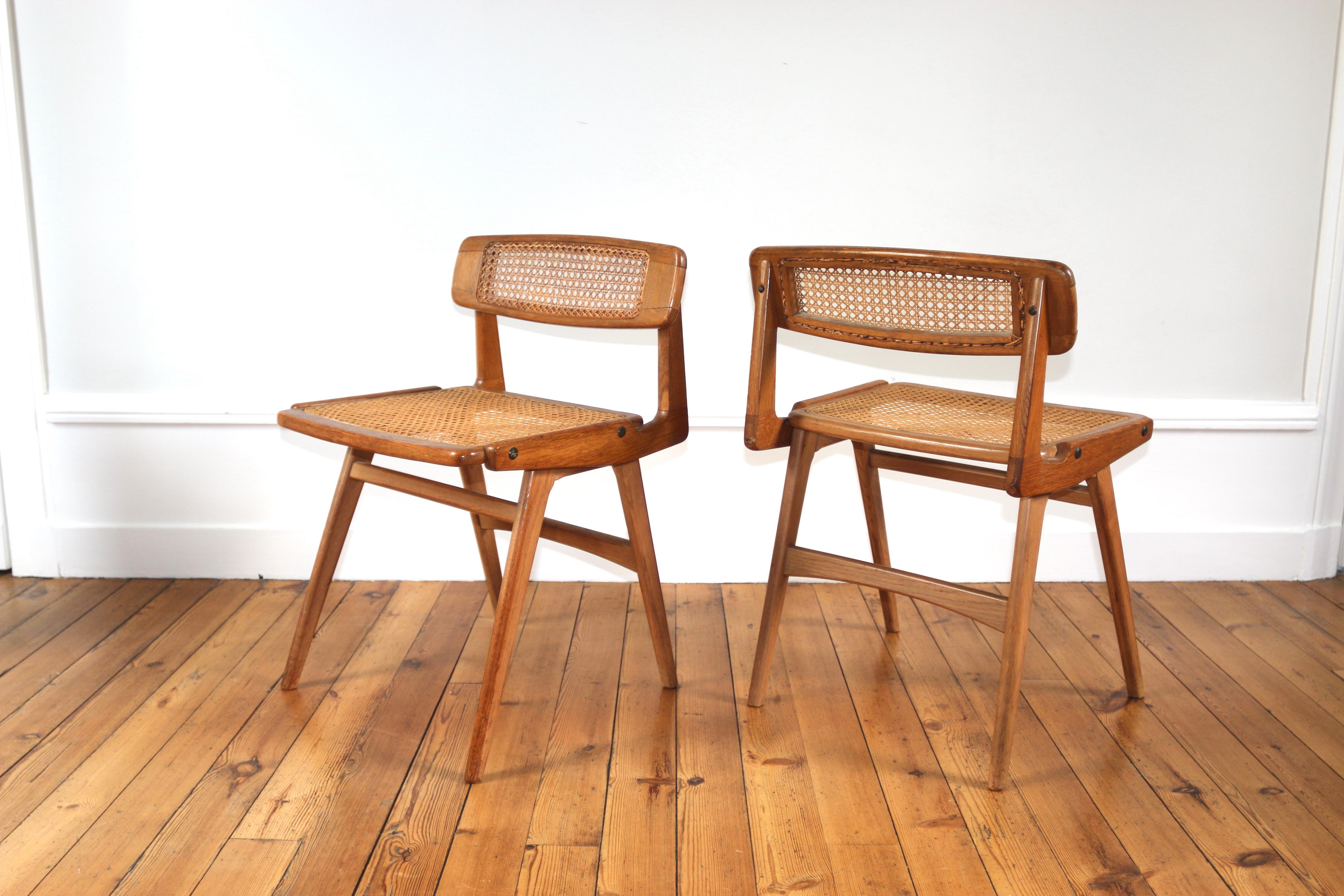 Mid-Century Modern Paire de chaises 1960 Roger Landault