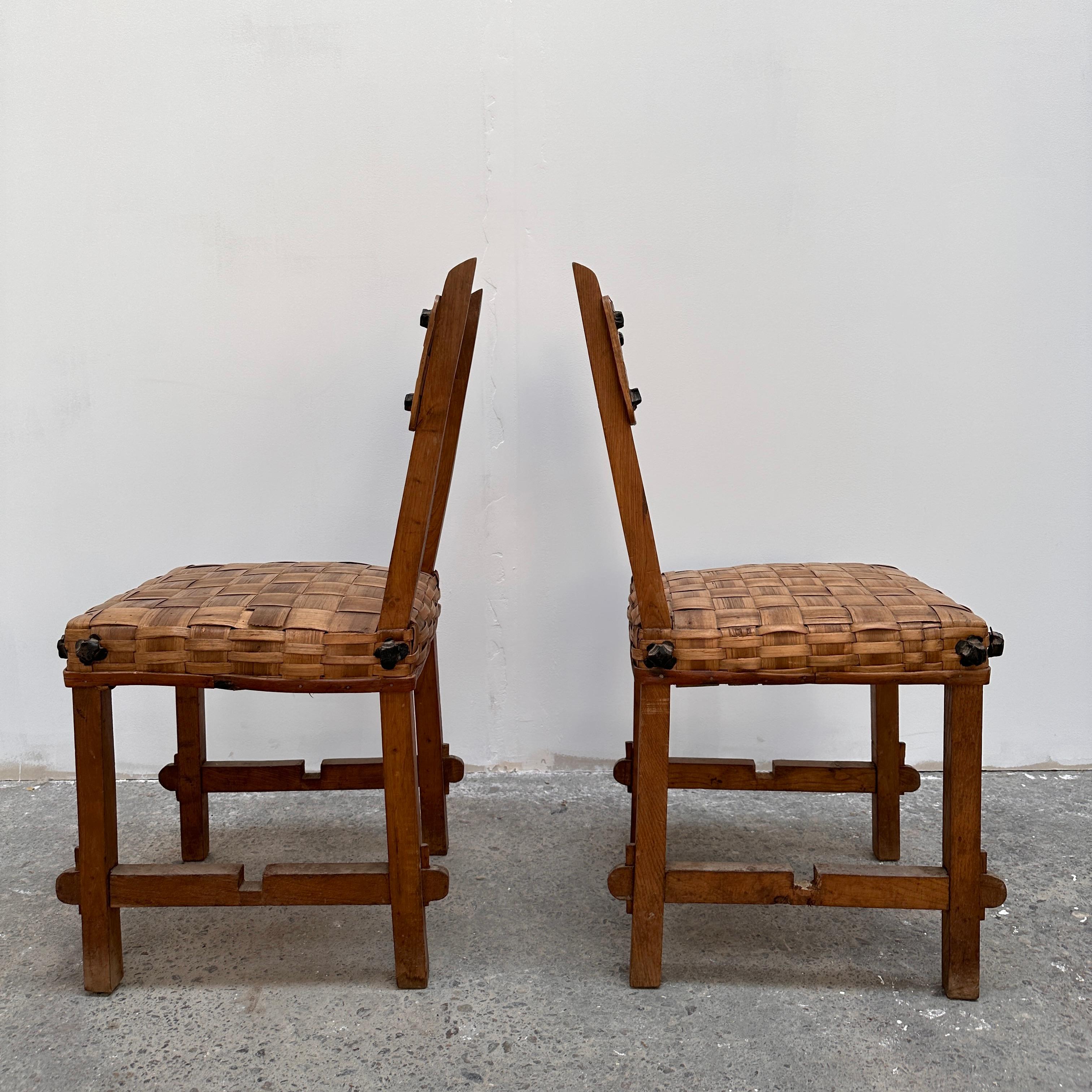 Wood Paire de chaises en bois, circa 1930