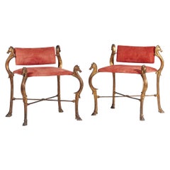 Paire de chaises en métal doré