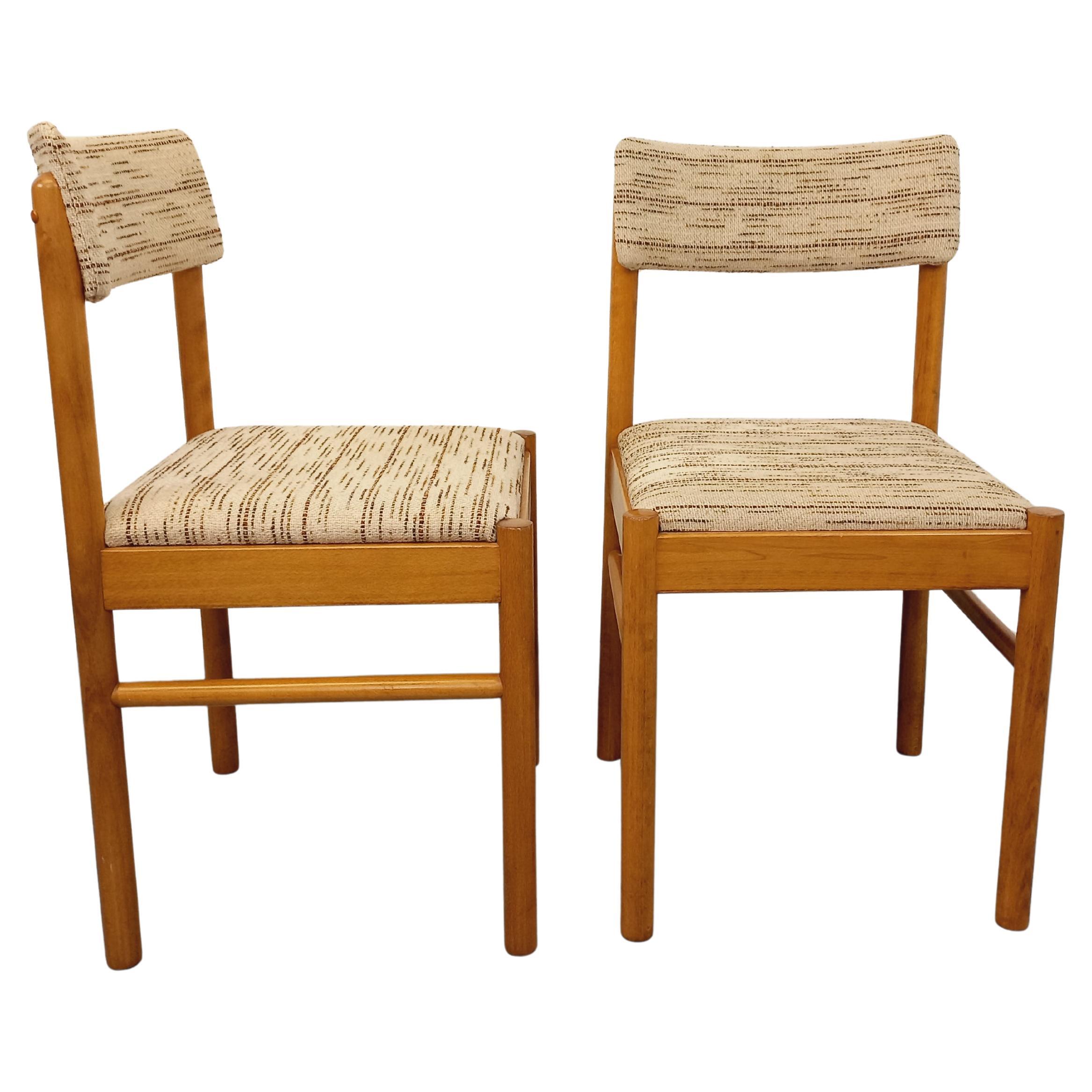 Coppia di chaise vintage Boi in legno e tessuto degli anni '70