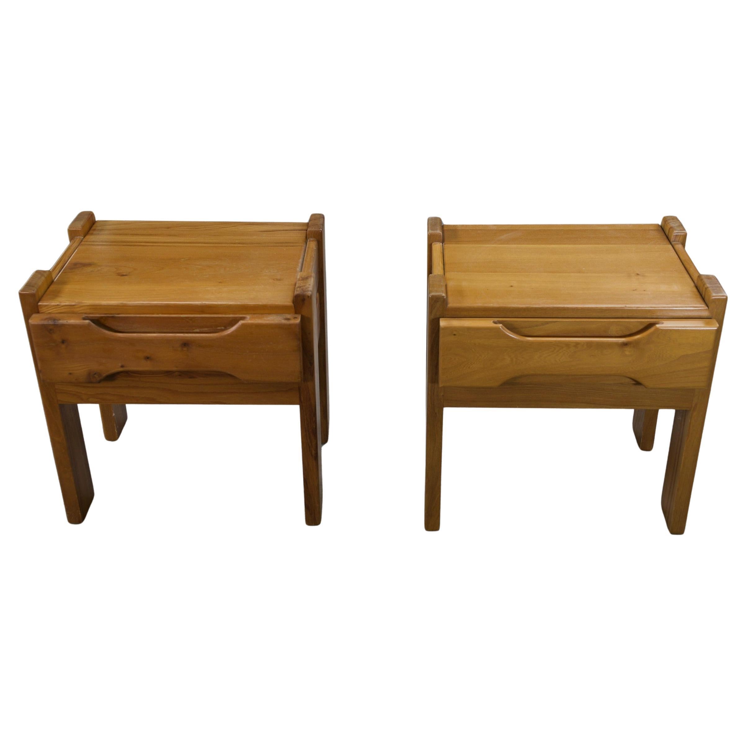 Paire de chevets en orme pour Maison REGAIN 1970's For Sale