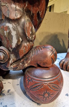 Antique Chinoiserie Lacquered Wood Fô Dogs, Mid-19th Century, China