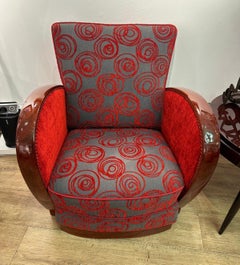 Paire de fauteuils Art Déco en palissandre et magnifique tissu velours