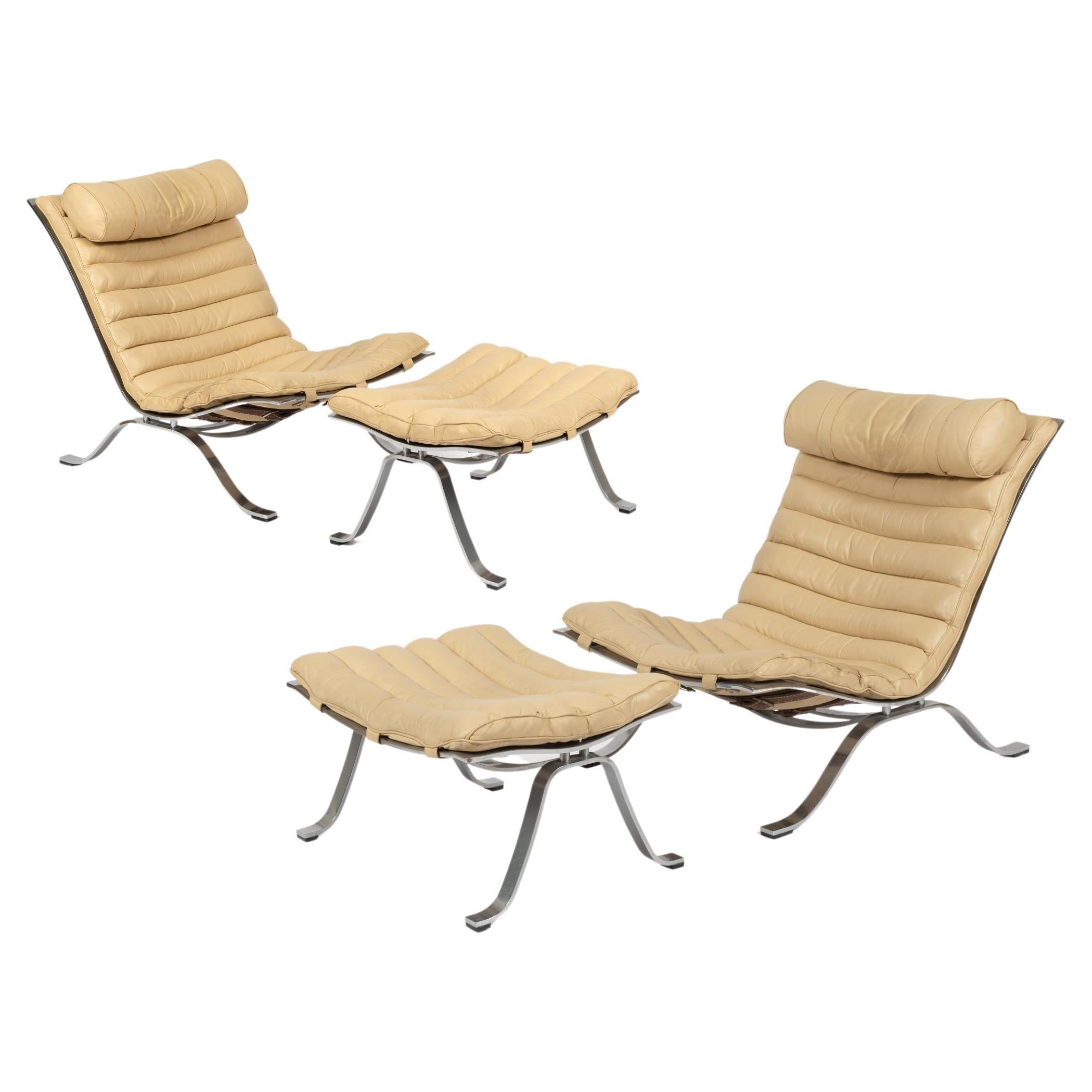 Paire de fauteuils Avec Ottoman “Ari”par Arne Norell Pour Norell Møbel AB For Sale