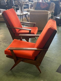 Paire de fauteuils bois années 60