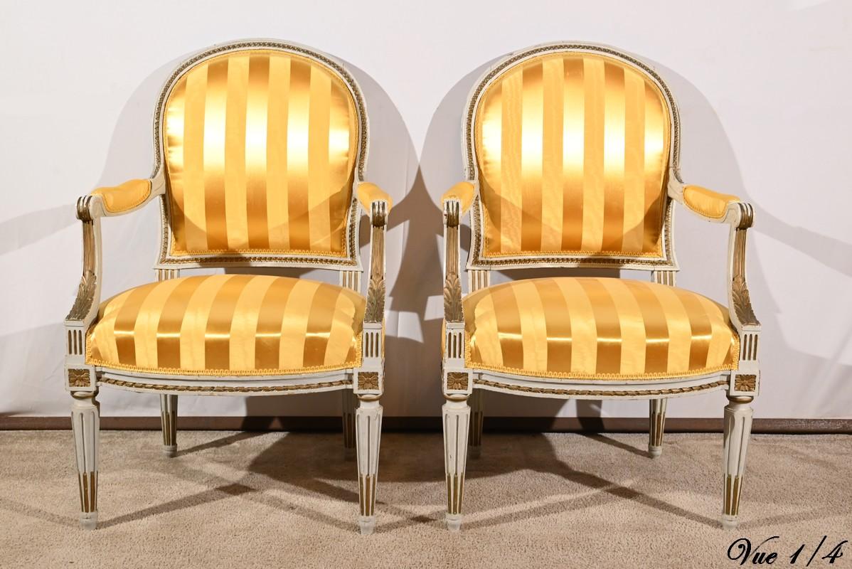 Paire de fauteuils cabriolets, style Louis XVI - Fin du XIXe siècle Bon état - En vente à HÉRIC, FR