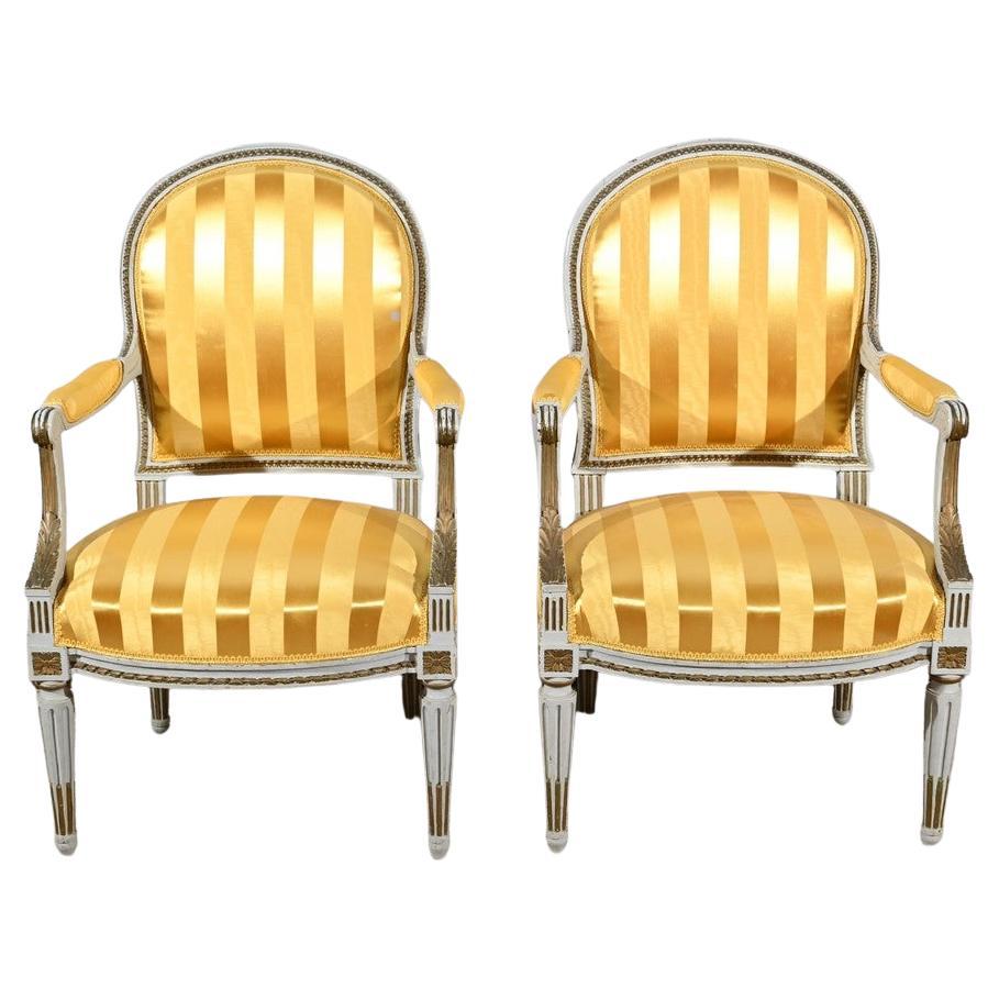 Pair of Cabriolet Armchairs, Louis XVI style – Late 19th century