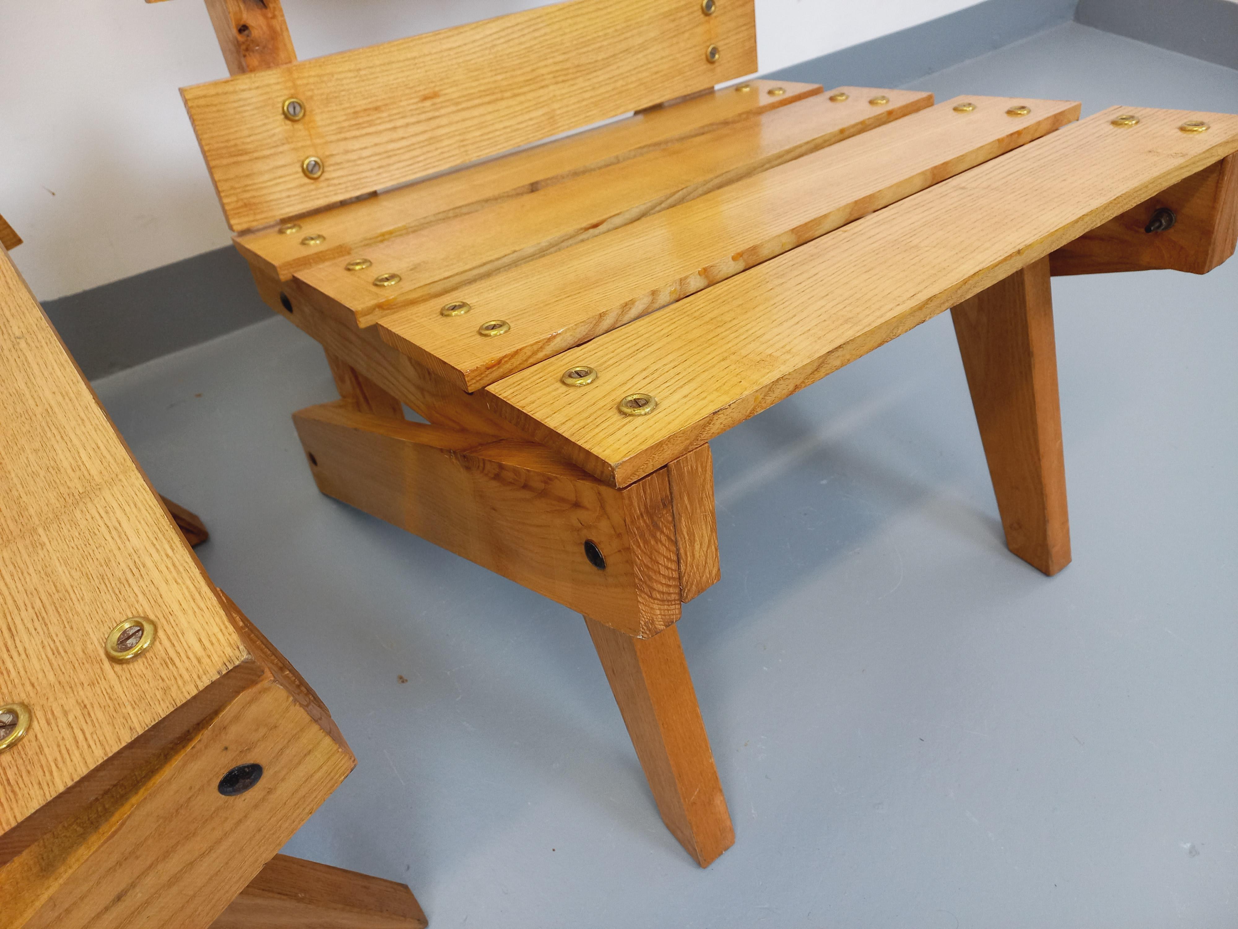 Paar brutalistische Fahrstühle aus Holz aus den 60er Jahren im Angebot 4
