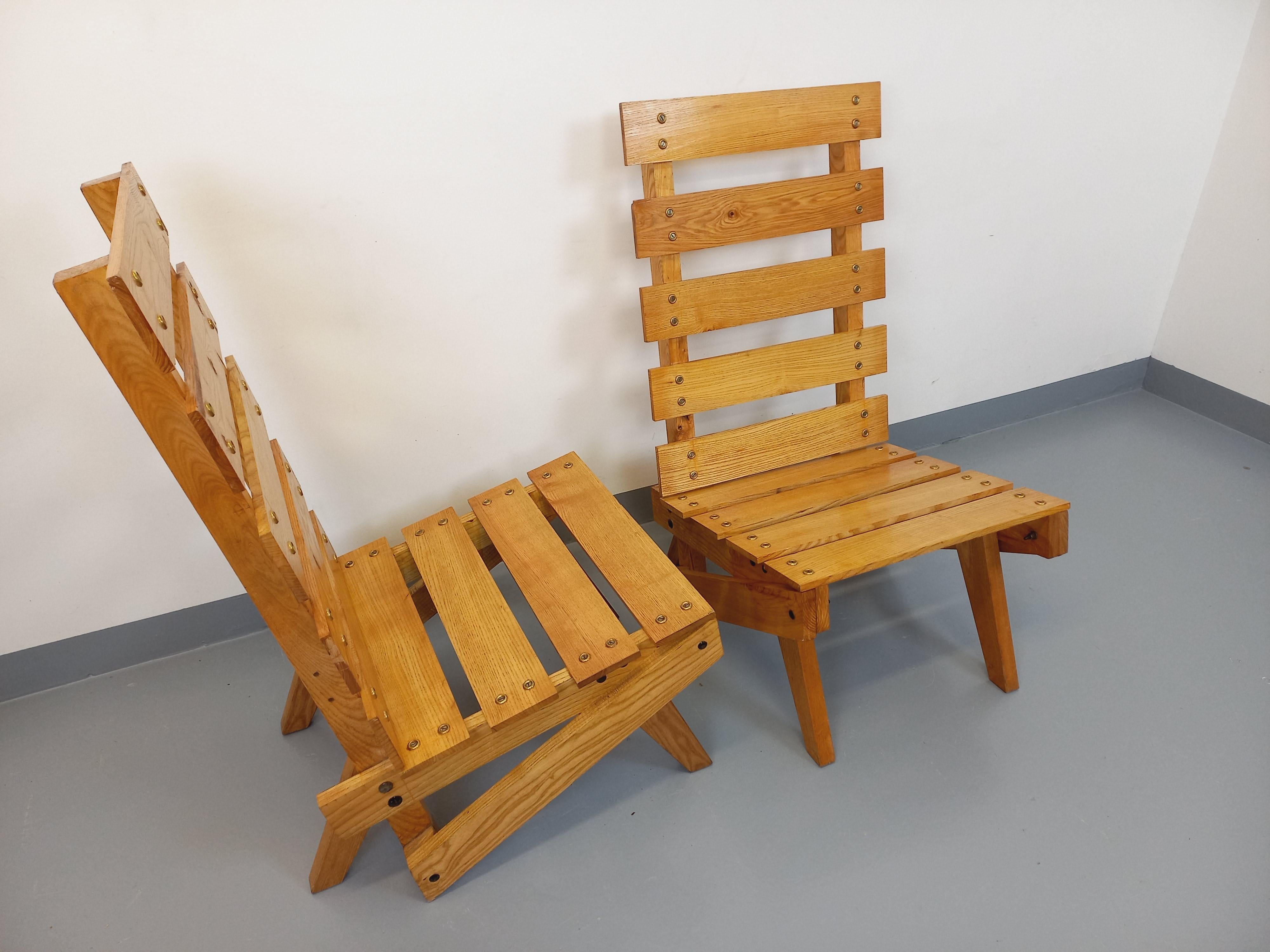 Paar brutalistische Fahrstühle aus Holz aus den 60er Jahren im Angebot 6