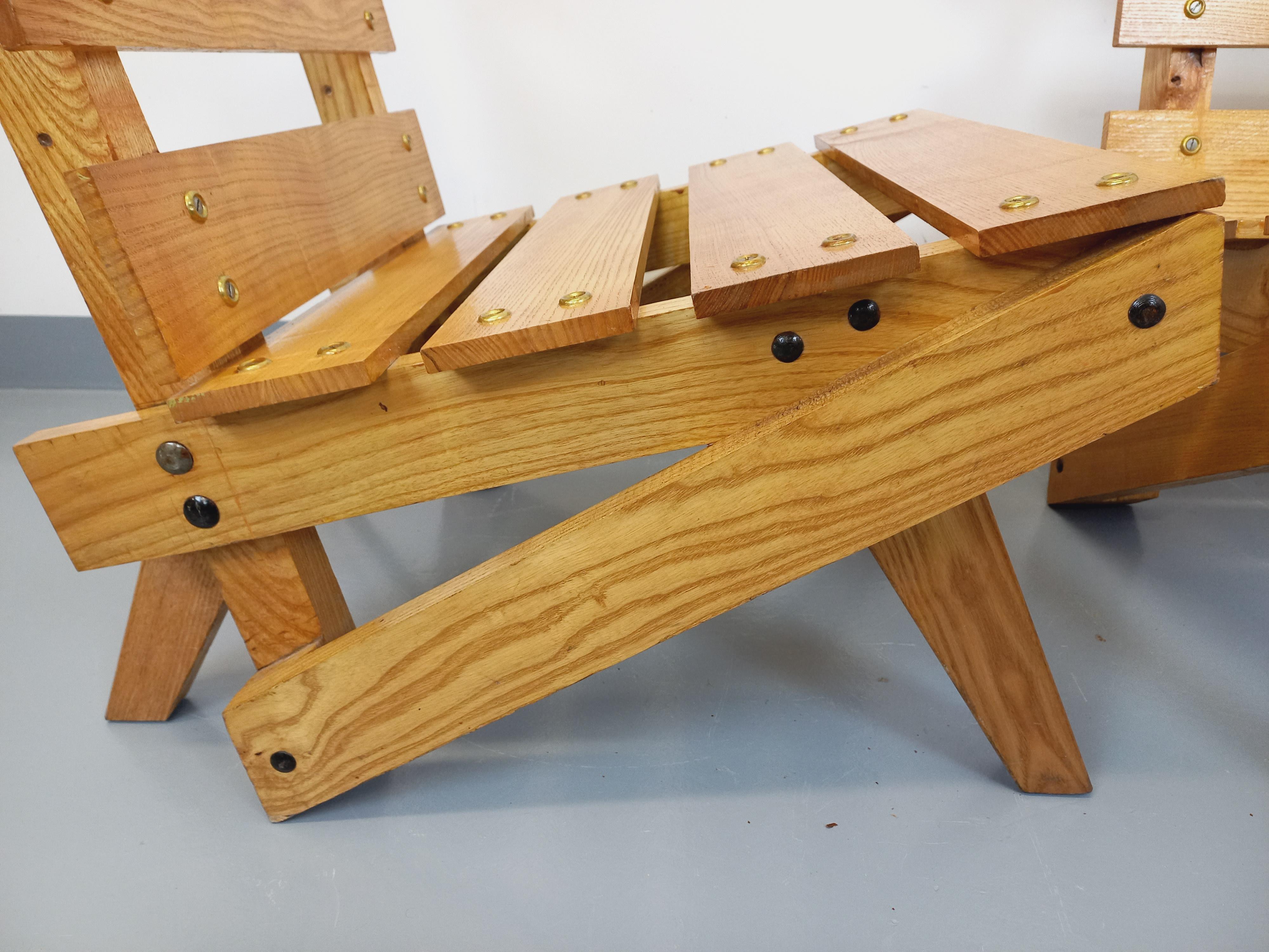 Paar brutalistische Fahrstühle aus Holz aus den 60er Jahren im Angebot 3