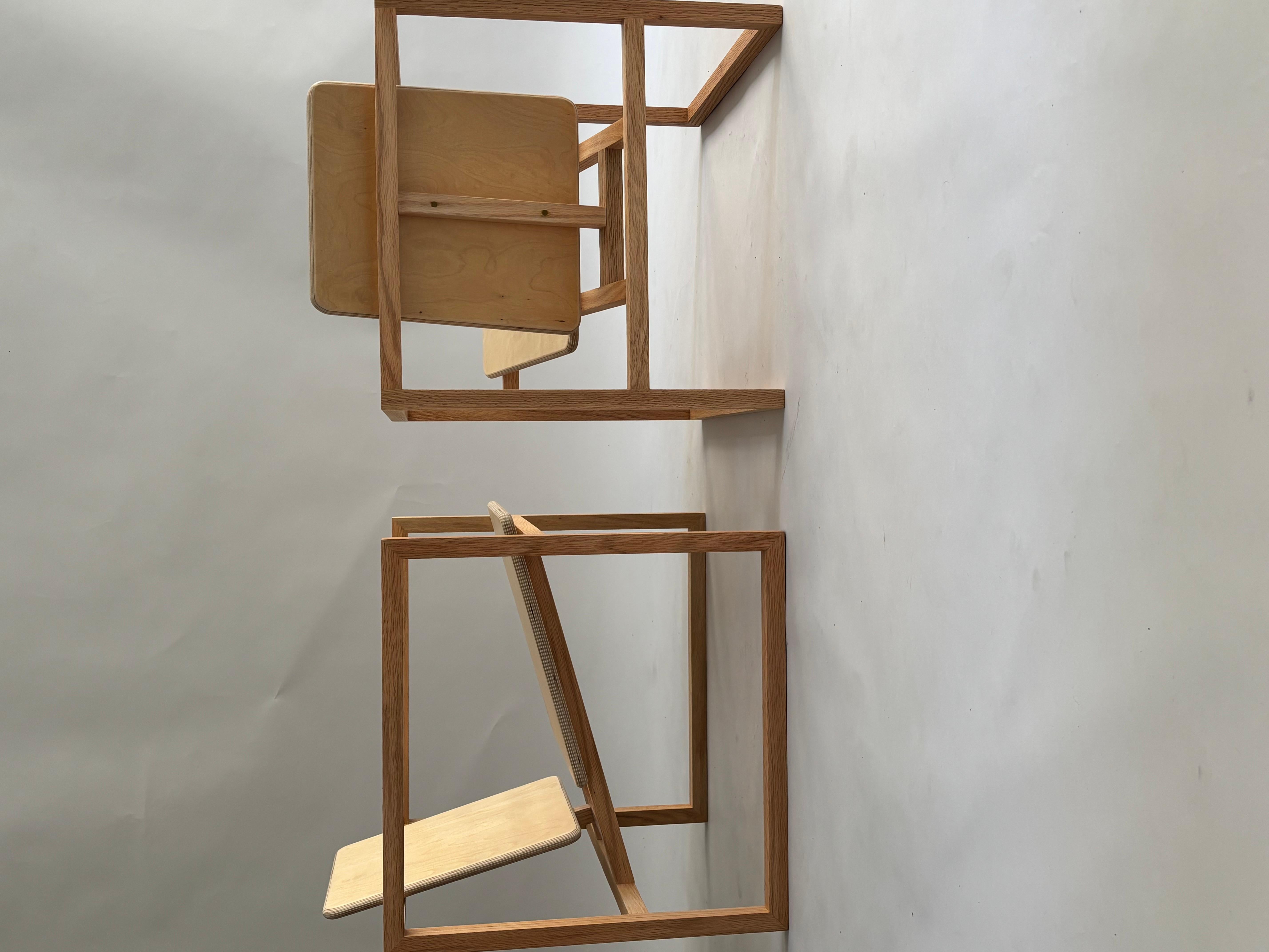 Paire de fauteuils en bois cubique en venta 1