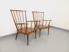 Paire de fauteuils en bois vintage Boi modèle Éventail des années 60