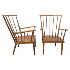 Paire de fauteuils en bois vintage Boi modèle Éventail des années 60