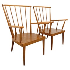 Paire de fauteuils en bois vintage Boi modèle Éventail des années 60