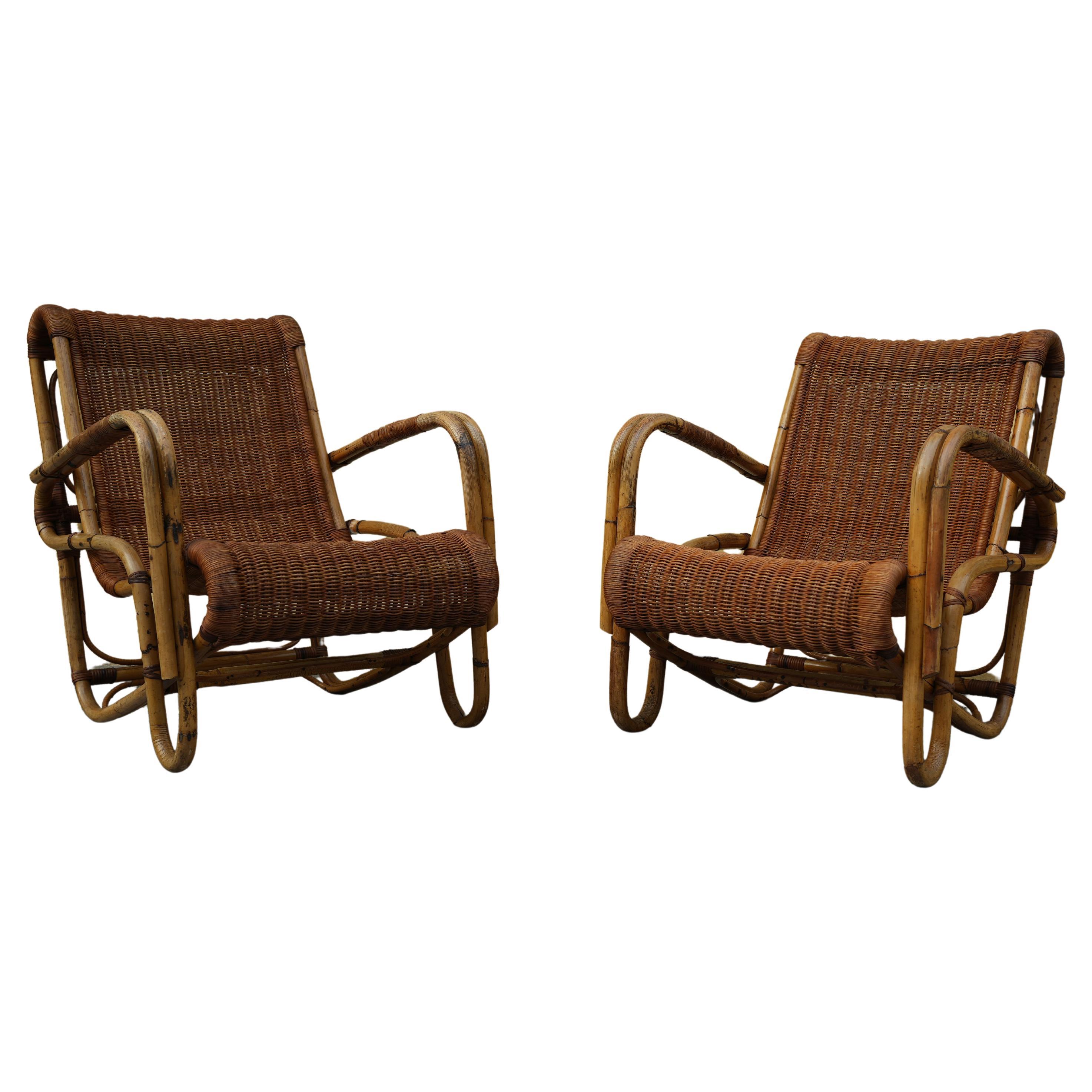Paar Fauteuils in Rotin
