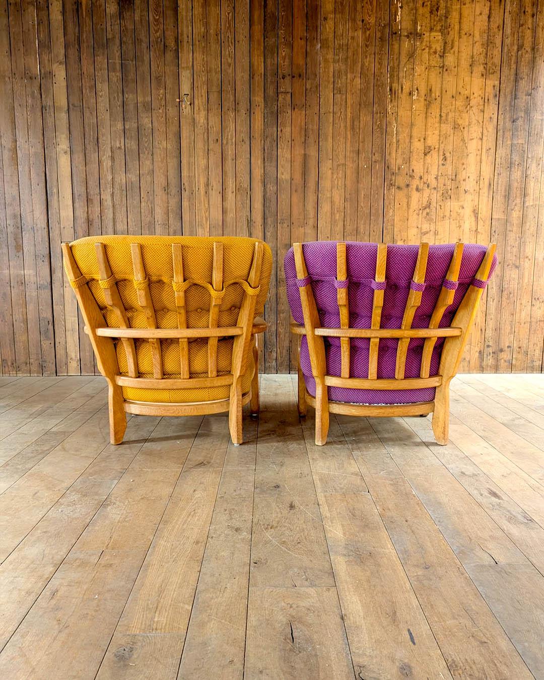 Paire de fauteuils Guillerme et Chambron, modèle Romeo et Juliette Bon état - En vente à TOURCOING, FR