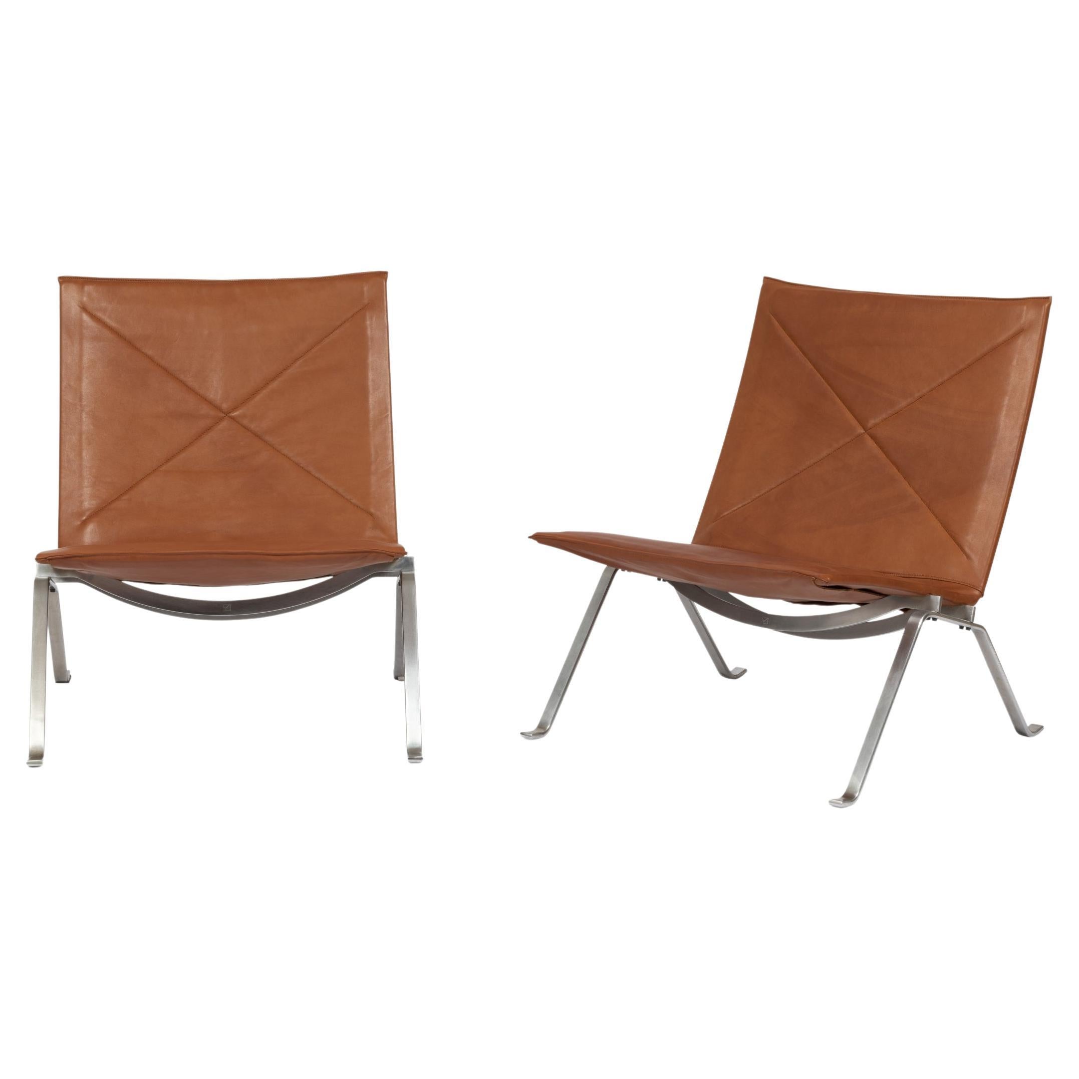 Paire de Fauteuils Lounge Poul Kjaerholm, Modèle PK 22 Pour E. Kold Christense en vente