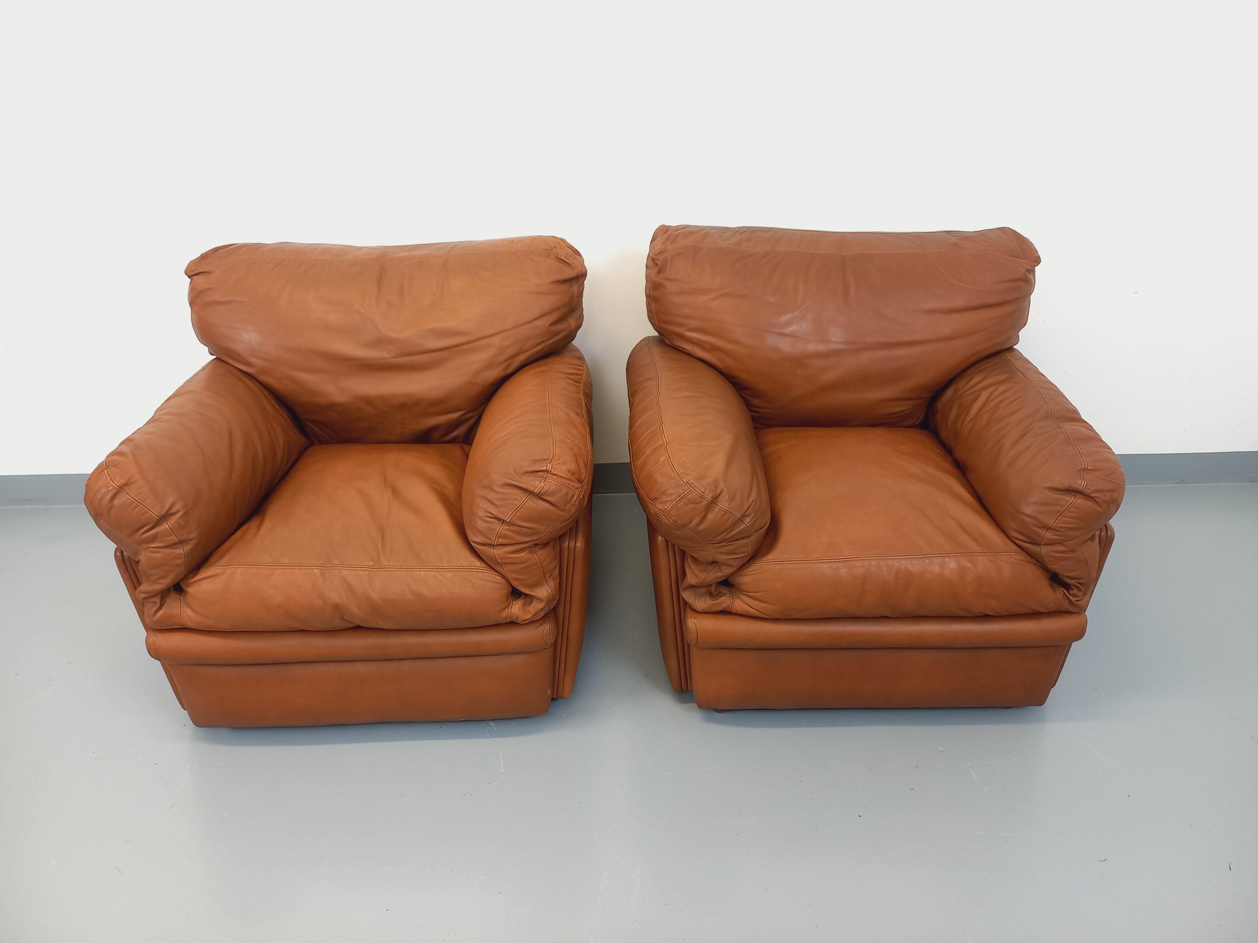 Paire de fauteuils lounge vintage Coquelicot de Tito Agnoli pour Poltrona Frau For Sale 4