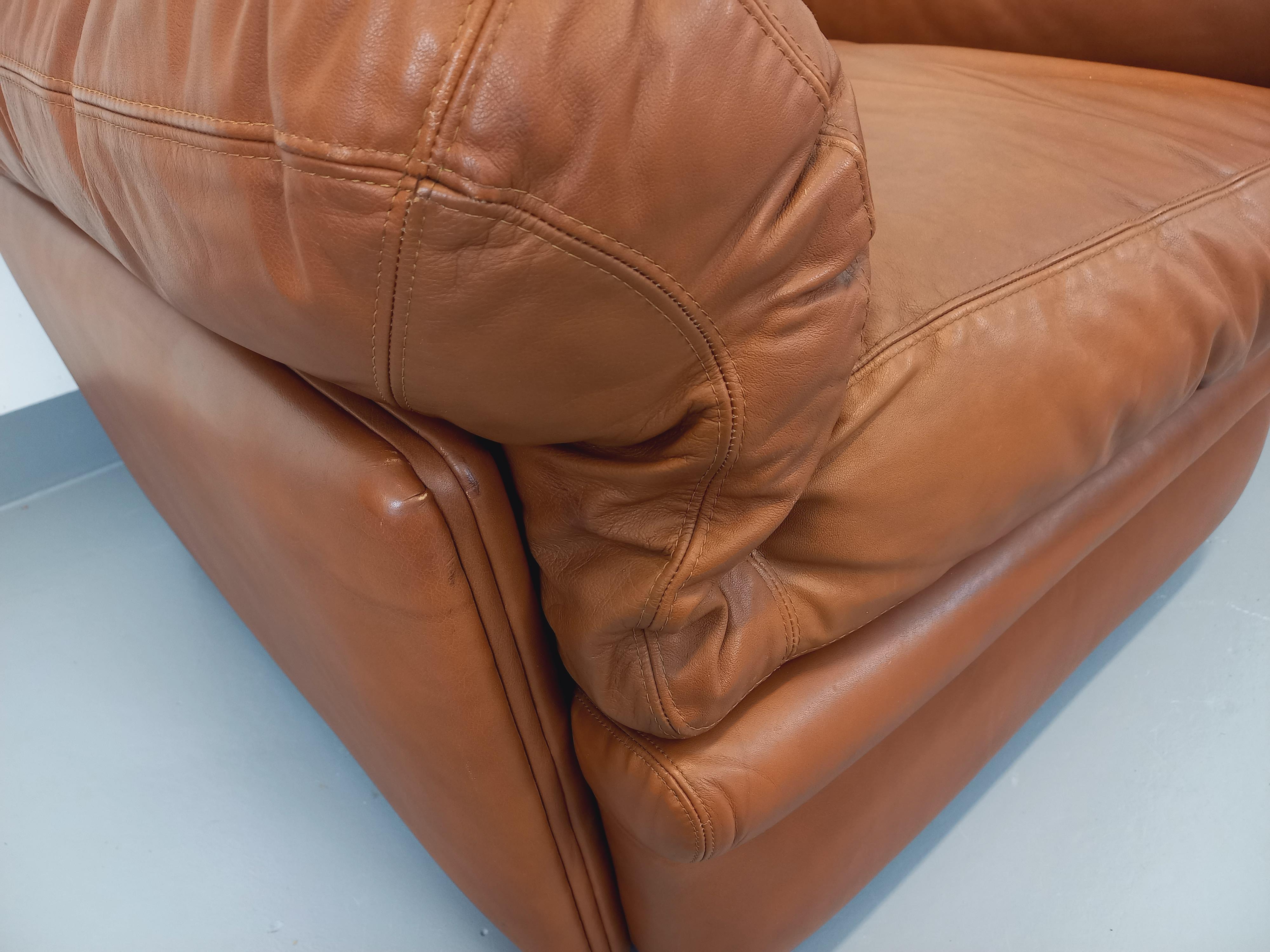 Leather Paire de fauteuils lounge vintage Coquelicot de Tito Agnoli pour Poltrona Frau For Sale