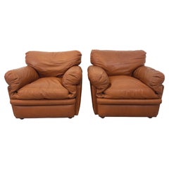 Paire de fauteuils lounge vintage Coquelicot de Tito Agnoli pour Poltrona Frau