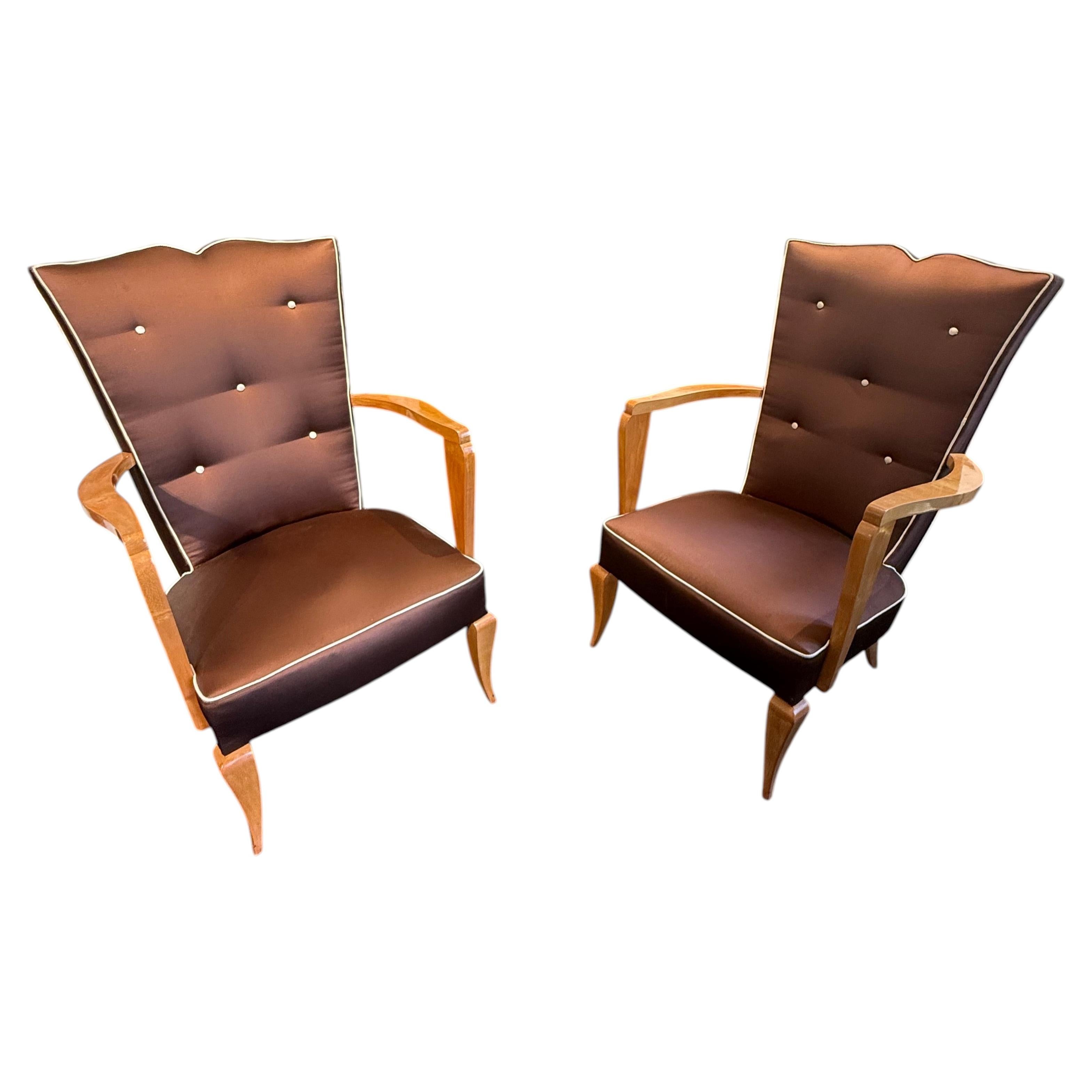 Paire de fauteuils Paul Fréchet For Sale