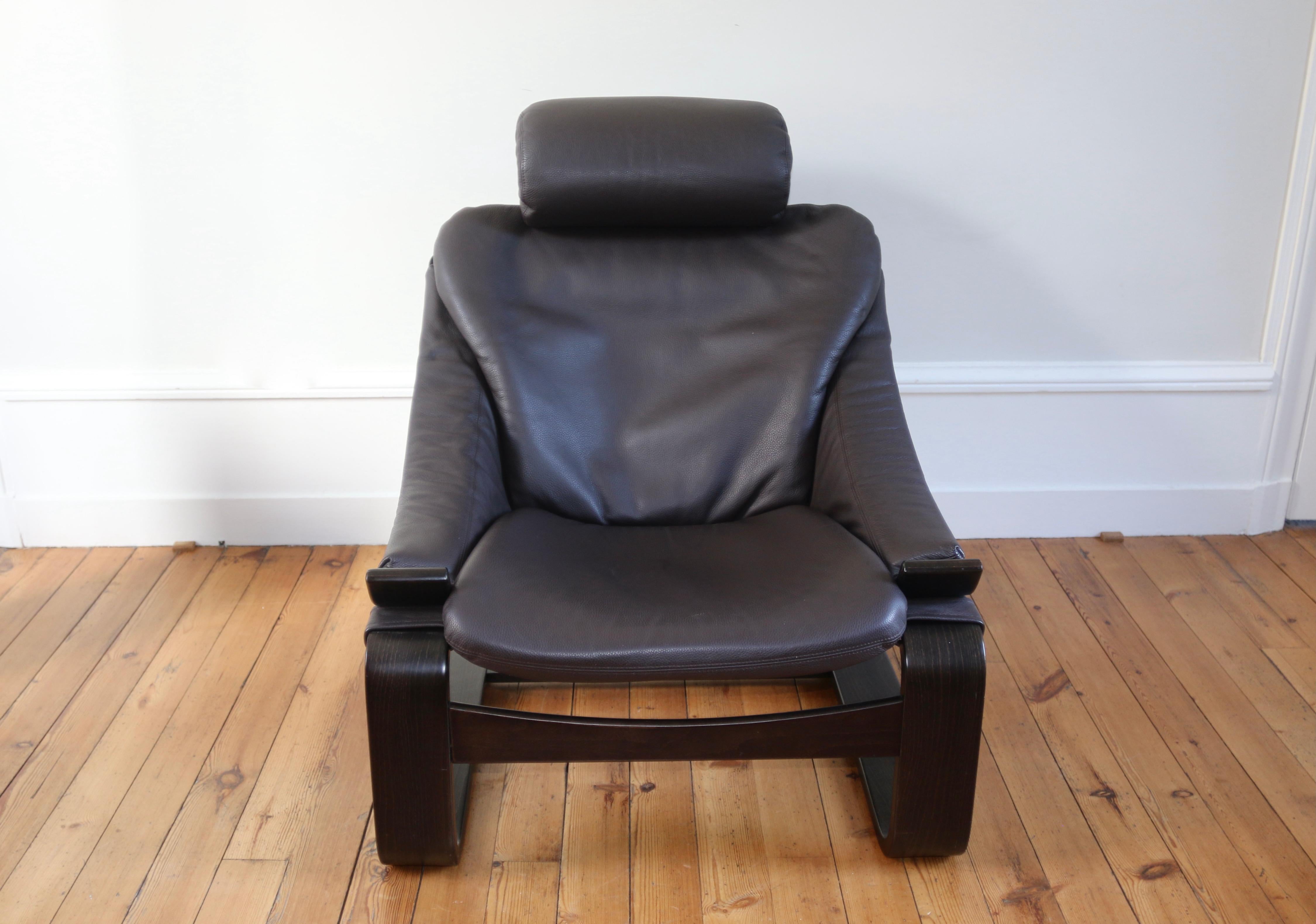 Paire de fauteuils scandinaves lounge cuir Kroken by Are Fribyter Roche Bobois 5
