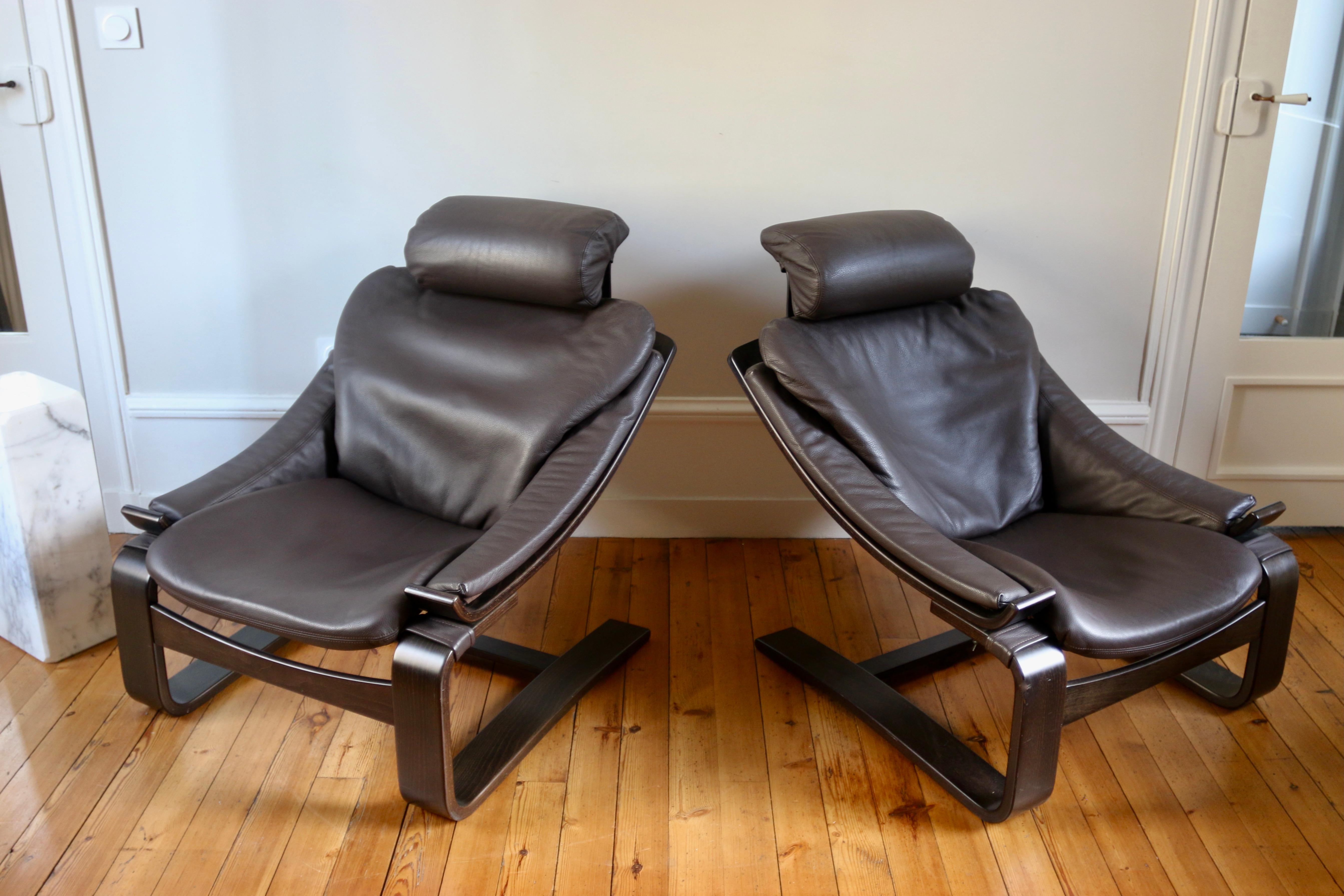 Paire de fauteuils de salon scandinaves Kroken par Are Fribyter Roche Bobois 8