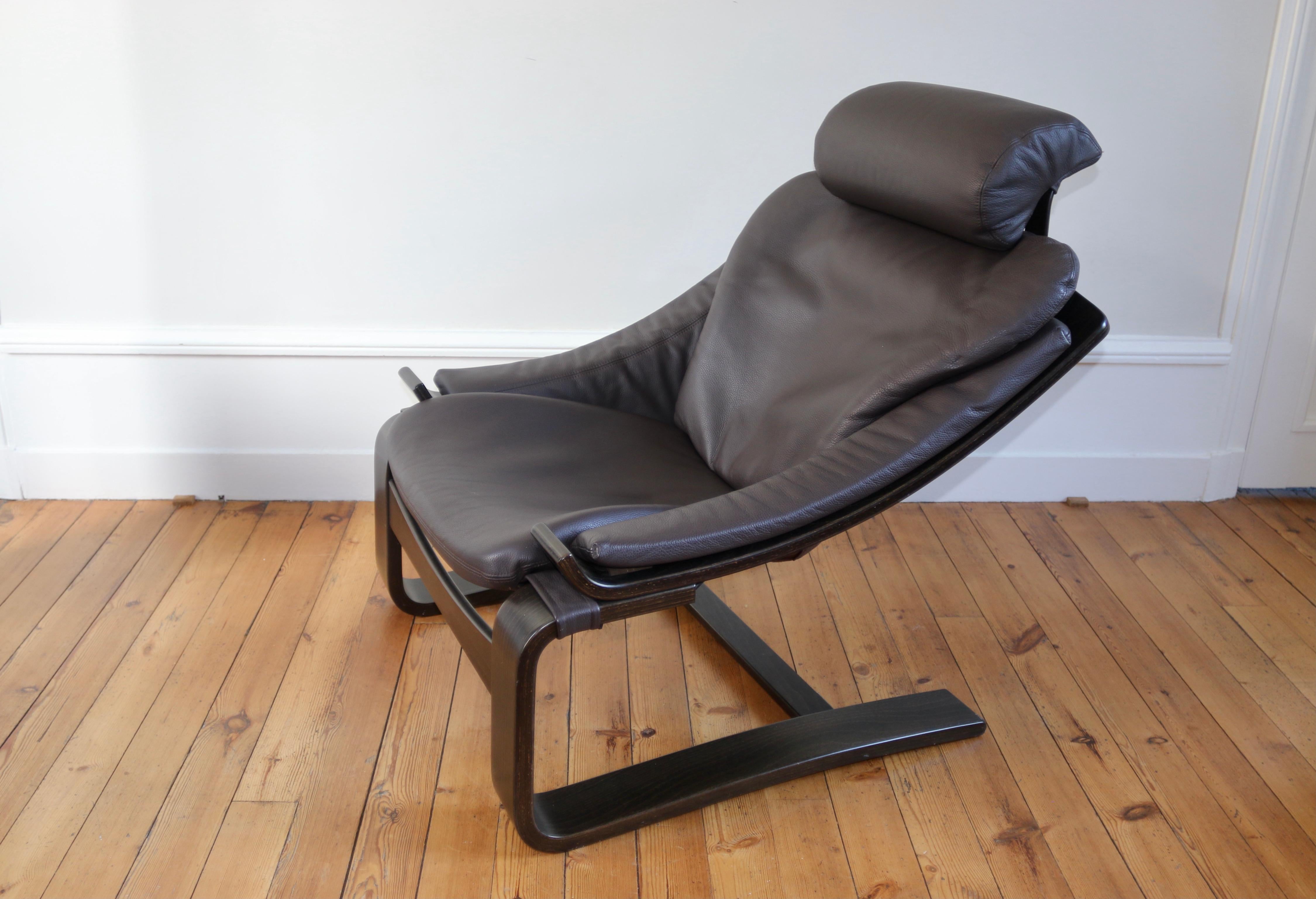 Paire de fauteuils scandinaves lounge cuir Kroken by Are Fribyter Roche Bobois 3