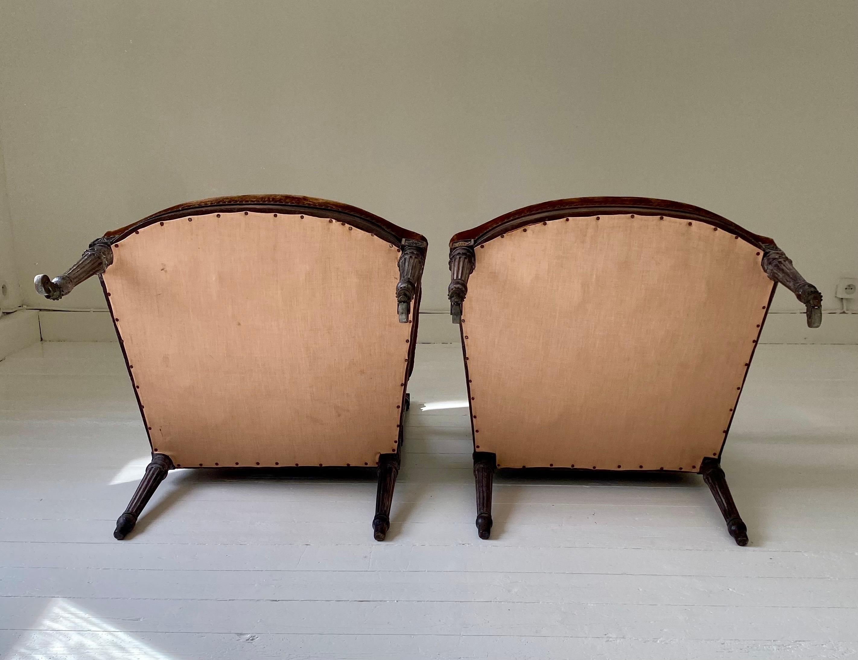 19th Century Paire de fauteuils style Louis XVI For Sale
