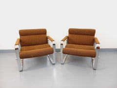 Paire de fauteuils vintage Eero Aarnio pour Framac en tissu et chrome années 70