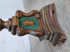 Paire De Lampadaires En Bois Polychrome, 1950