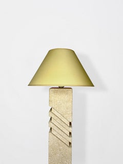Paire de lampe sculpturale en pierre calcaire blanche Albert Tormos, France 1960