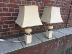 Paire de lampes de table, circa 1970 Petits défauts sur les abat-jour